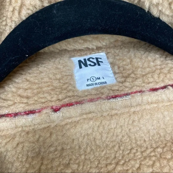 NSF RED SHERPA PLAID BOMBER JACKET SIZE SM - Picture 7 of 9